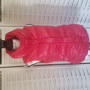 Coatology fushia goose down and feathers women's puff vest XS